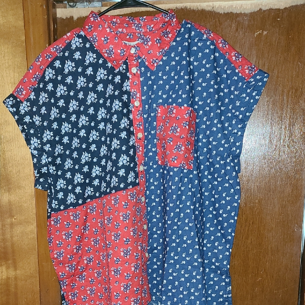 Floral Patchwork Button-Up Shirt